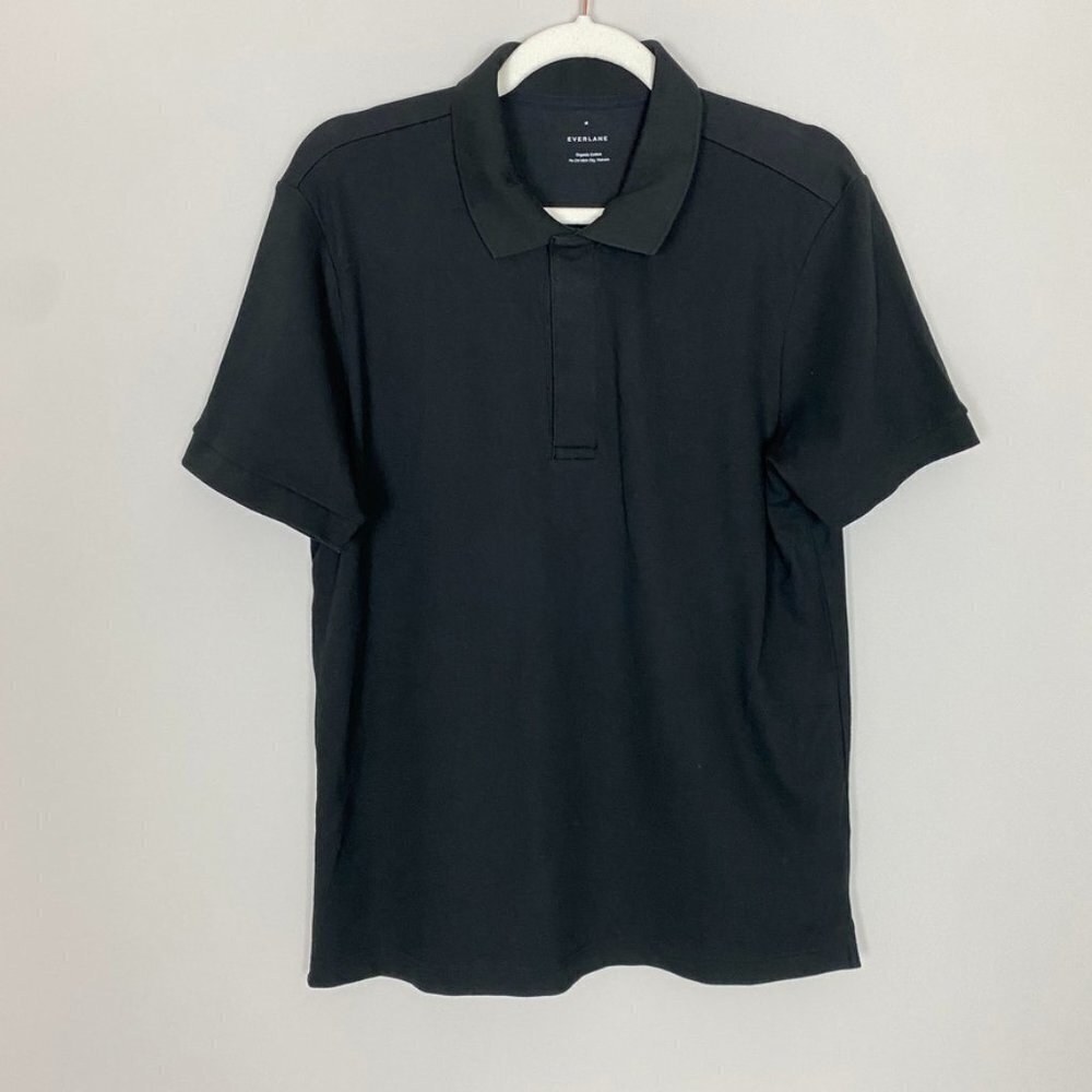 Everlane Cotton Performance Polo Shirt Short Sleeves Mens Medium Black